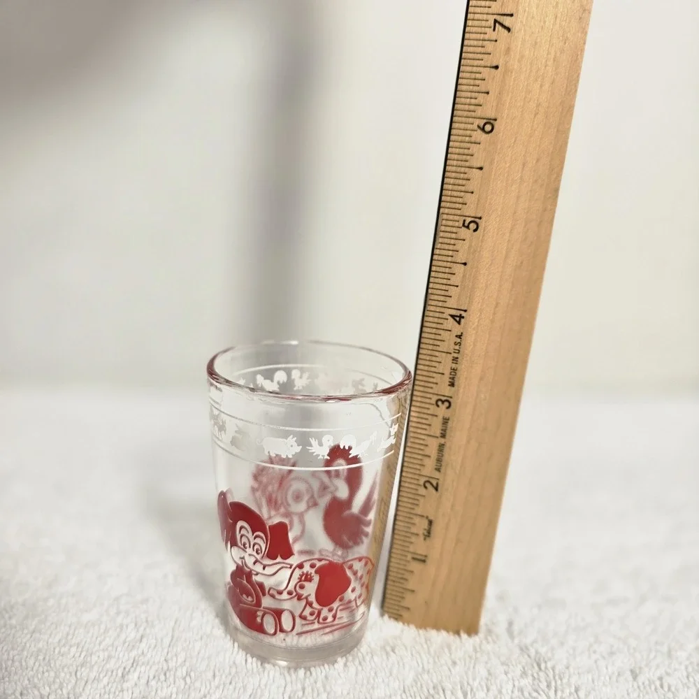 Vintage Kraft Kiddie Cups Childrens Swanky Swig Juice Glass Baby Bird & Elephant